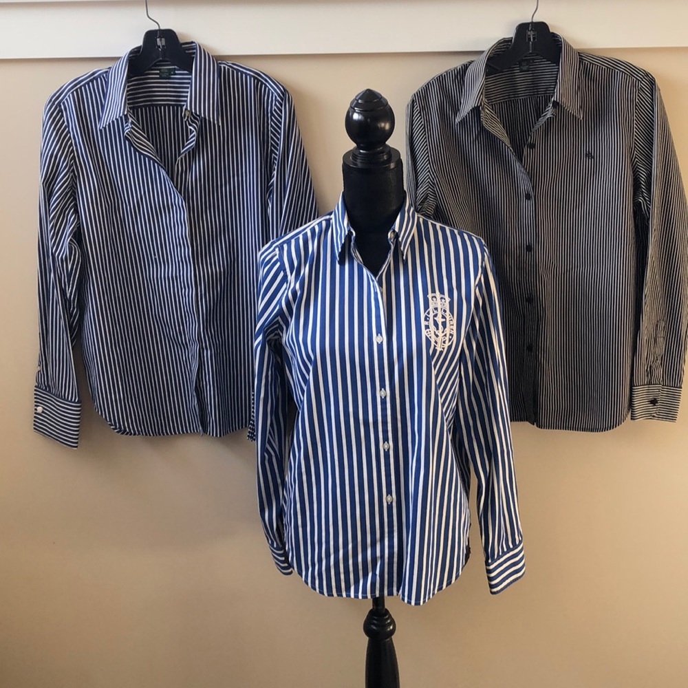 Lot of three Ralph Lauren Long sleeve shirts. Med